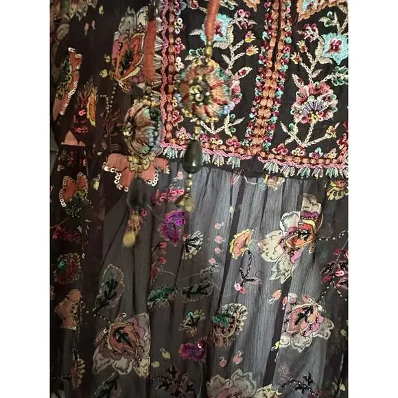 Soft Surroundings Embroidered Beaded Icon Asteria Tunic Sheer Boho Chic Flow SP - Picture 5 of 14